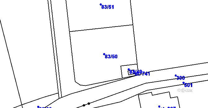 Parcela st. 83/50 v KÚ Nelahozeves, Katastrální mapa