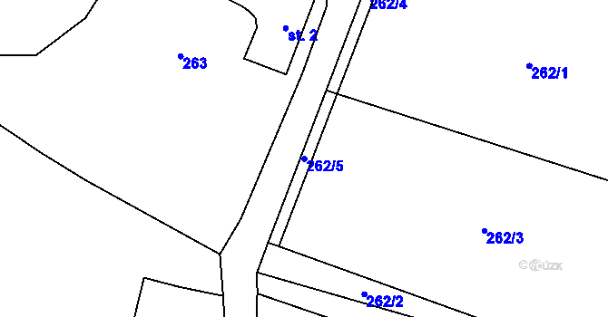 Parcela st. 262/5 v KÚ Nelahozeves, Katastrální mapa