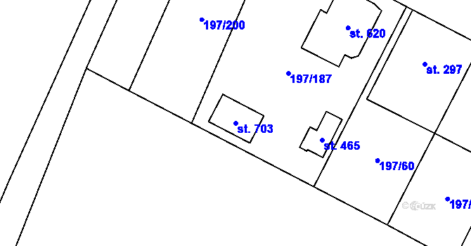 Parcela st. 703 v KÚ Nelahozeves, Katastrální mapa