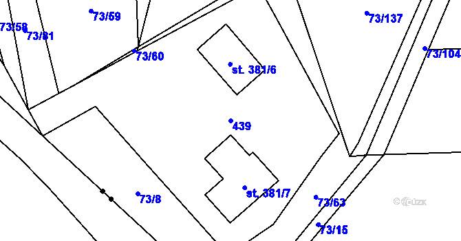 Parcela st. 439 v KÚ Nelahozeves, Katastrální mapa