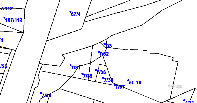 Parcela st. 7/32 v KÚ Nelahozeves, Katastrální mapa