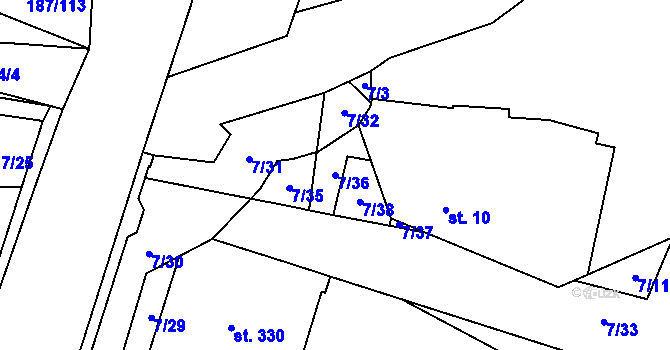 Parcela st. 7/36 v KÚ Nelahozeves, Katastrální mapa