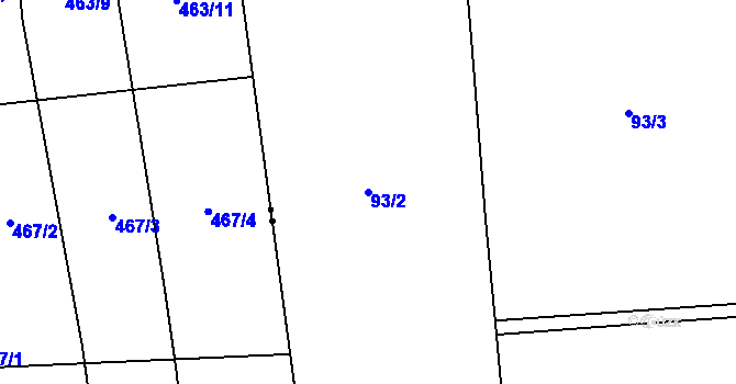 Parcela st. 93/2 v KÚ Nelahozeves, Katastrální mapa