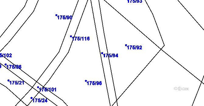 Parcela st. 175/94 v KÚ Nelahozeves, Katastrální mapa