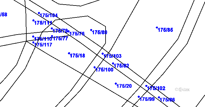 Parcela st. 175/103 v KÚ Nelahozeves, Katastrální mapa