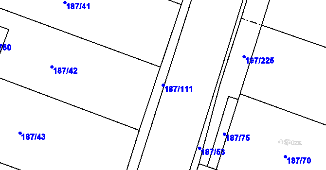 Parcela st. 187/111 v KÚ Nelahozeves, Katastrální mapa