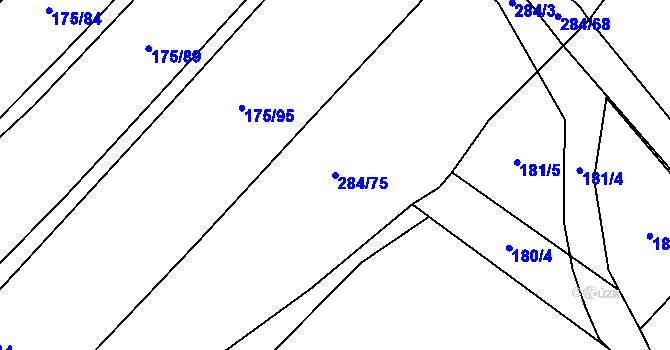 Parcela st. 284/75 v KÚ Nelahozeves, Katastrální mapa