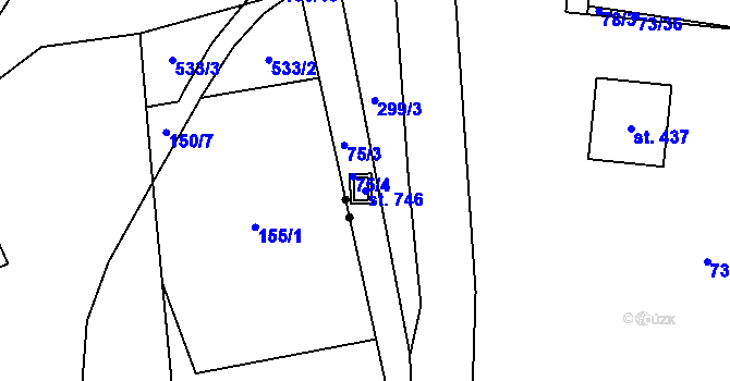 Parcela st. 746 v KÚ Nelahozeves, Katastrální mapa