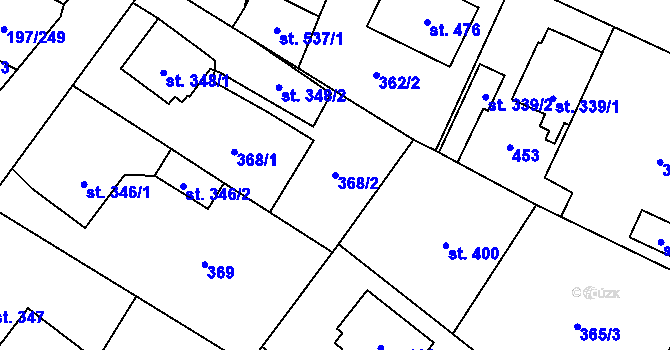 Parcela st. 368/2 v KÚ Nelahozeves, Katastrální mapa