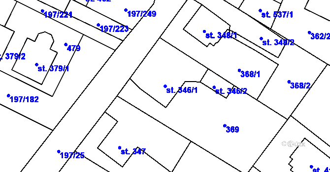 Parcela st. 346/1 v KÚ Nelahozeves, Katastrální mapa