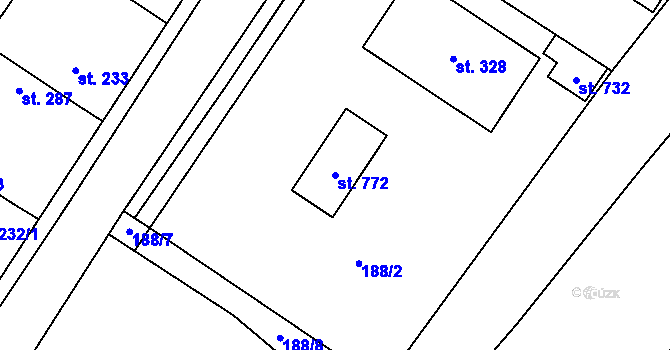 Parcela st. 772 v KÚ Nelahozeves, Katastrální mapa