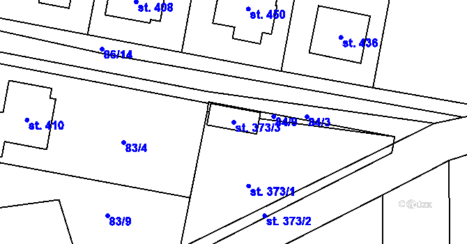 Parcela st. 373/3 v KÚ Nelahozeves, Katastrální mapa