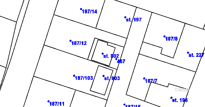 Parcela st. 802 v KÚ Nelahozeves, Katastrální mapa