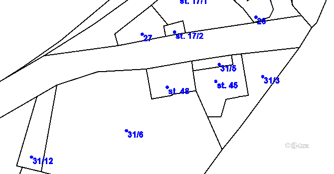 Parcela st. 48 v KÚ Podhořany, Katastrální mapa