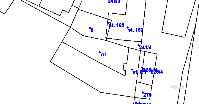 Parcela st. 7/1 v KÚ Podhořany, Katastrální mapa