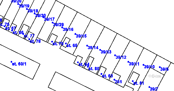 Parcela st. 39/14 v KÚ Podhořany, Katastrální mapa