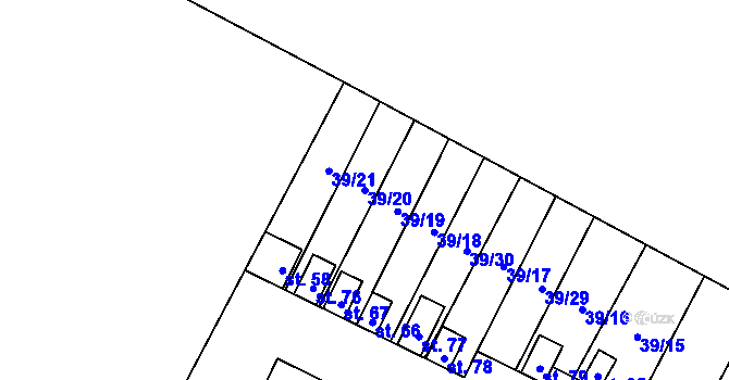 Parcela st. 39/20 v KÚ Podhořany, Katastrální mapa