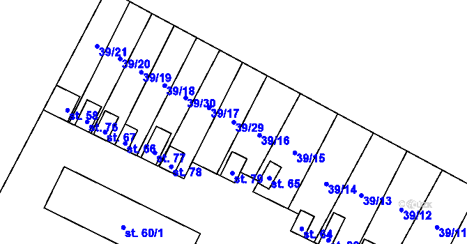 Parcela st. 39/29 v KÚ Podhořany, Katastrální mapa