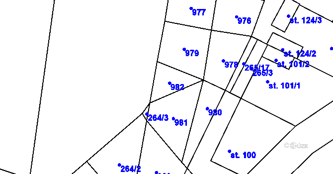 Parcela st. 60/8 v KÚ Podhořany, Katastrální mapa
