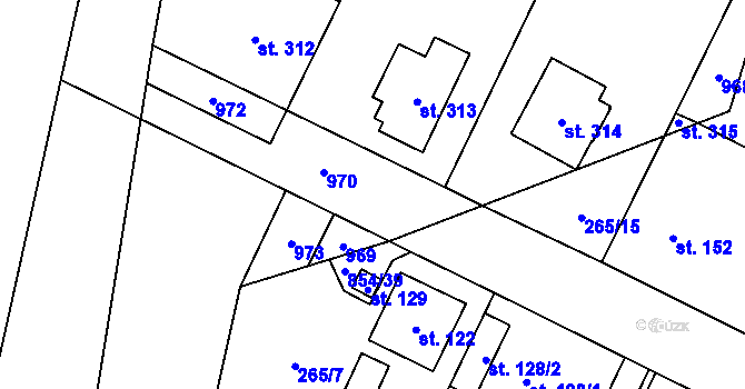Parcela st. 58/16 v KÚ Podhořany, Katastrální mapa