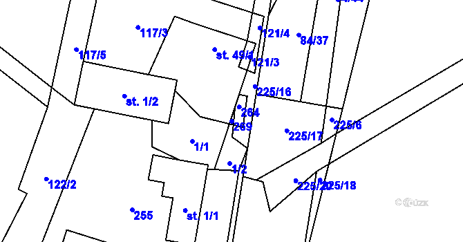 Parcela st. 269 v KÚ Podhořany, Katastrální mapa