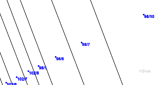 Parcela st. 98/7 v KÚ Nelešovice, Katastrální mapa