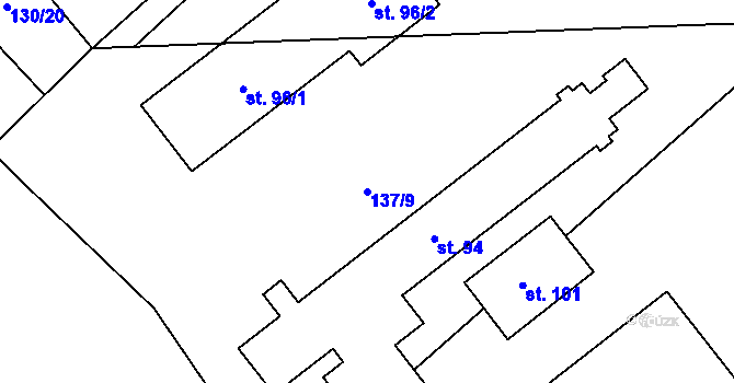 Parcela st. 137/9 v KÚ Nelešovice, Katastrální mapa