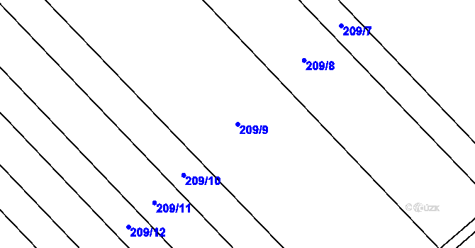 Parcela st. 209/9 v KÚ Nelešovice, Katastrální mapa