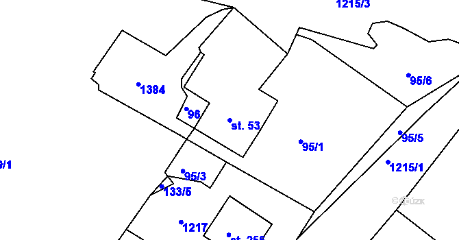 Parcela st. 53 v KÚ Nemanice, Katastrální mapa