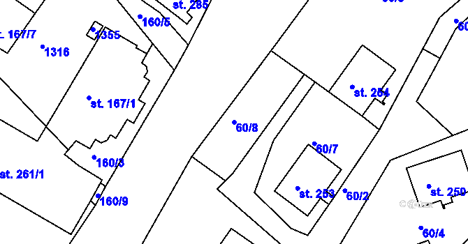 Parcela st. 60/8 v KÚ Nemanice, Katastrální mapa