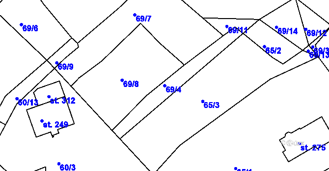 Parcela st. 69/4 v KÚ Nemanice, Katastrální mapa