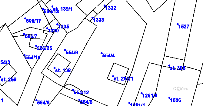 Parcela st. 554/4 v KÚ Nemanice, Katastrální mapa