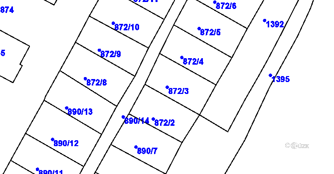 Parcela st. 872/3 v KÚ Nemanice, Katastrální mapa