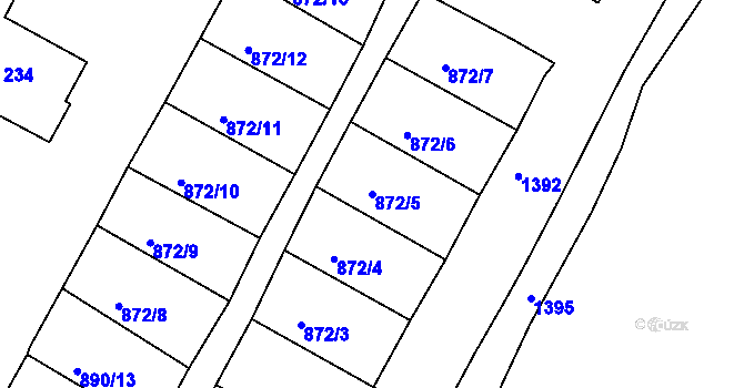 Parcela st. 872/5 v KÚ Nemanice, Katastrální mapa