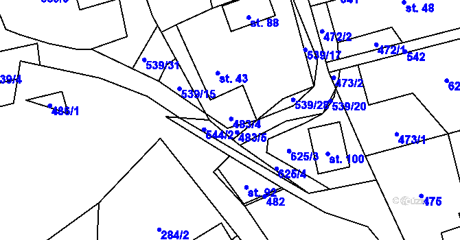 Parcela st. 483 v KÚ Novosedly u Nemanic, Katastrální mapa