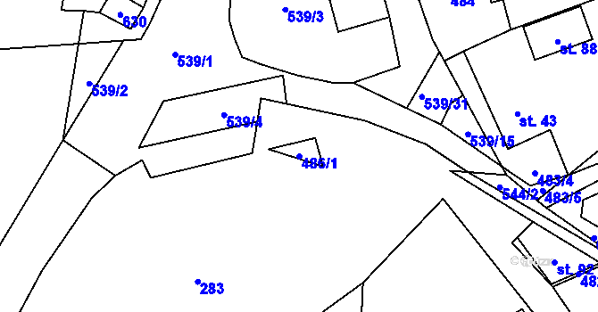 Parcela st. 486/1 v KÚ Novosedly u Nemanic, Katastrální mapa