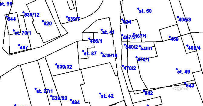 Parcela st. 539/18 v KÚ Novosedly u Nemanic, Katastrální mapa
