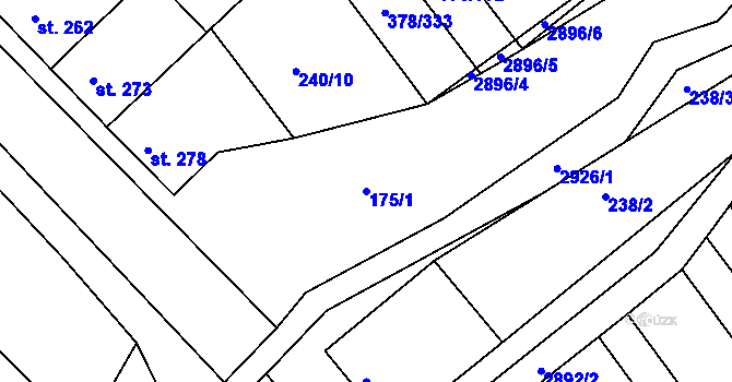 Parcela st. 175/1 v KÚ Němčany, Katastrální mapa