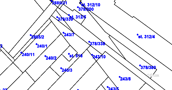Parcela st. 243/1 v KÚ Němčany, Katastrální mapa