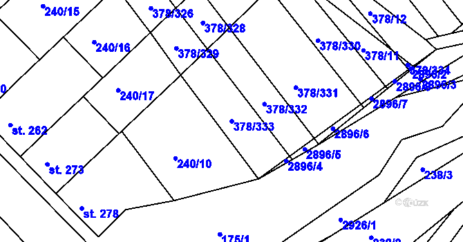 Parcela st. 378/333 v KÚ Němčany, Katastrální mapa