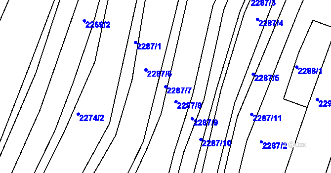Parcela st. 2287/7 v KÚ Němčany, Katastrální mapa