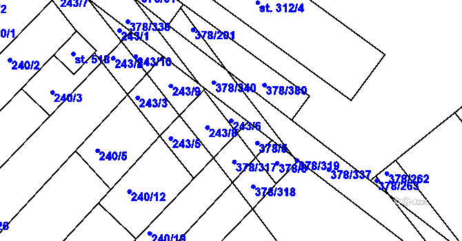 Parcela st. 243/6 v KÚ Němčany, Katastrální mapa