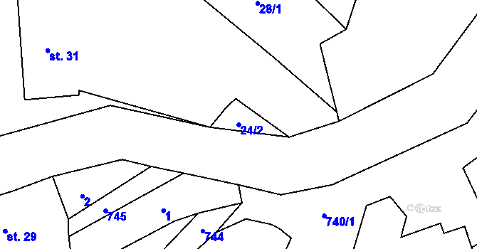 Parcela st. 24/2 v KÚ Alberovice, Katastrální mapa