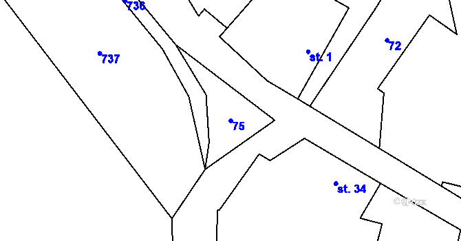 Parcela st. 75 v KÚ Alberovice, Katastrální mapa