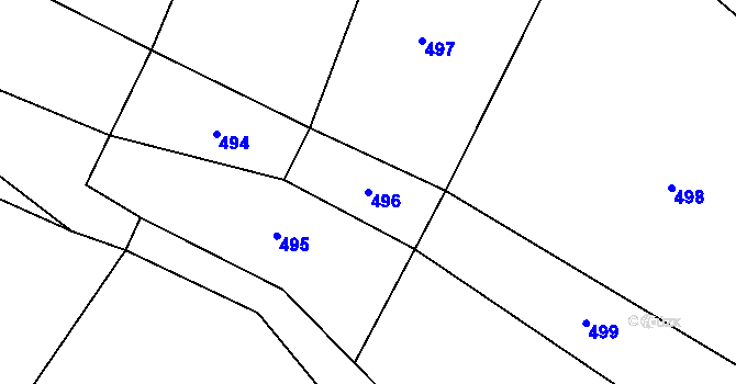Parcela st. 496 v KÚ Alberovice, Katastrální mapa