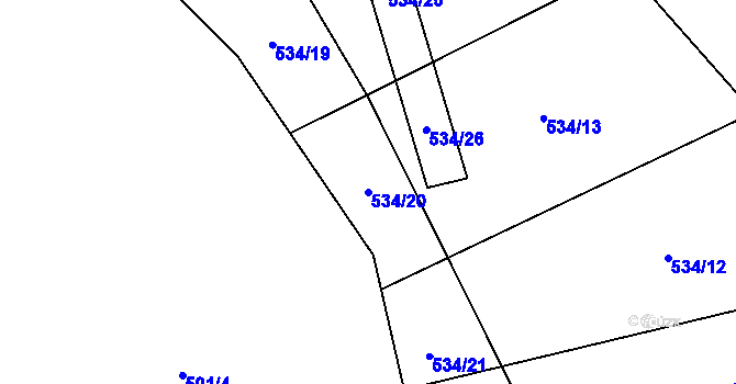 Parcela st. 534/20 v KÚ Alberovice, Katastrální mapa