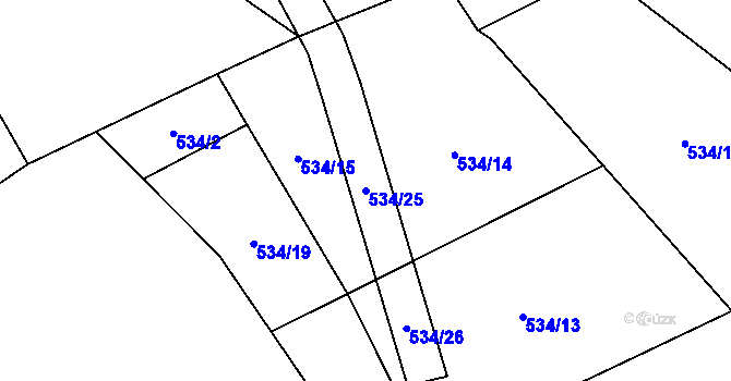 Parcela st. 534/25 v KÚ Alberovice, Katastrální mapa