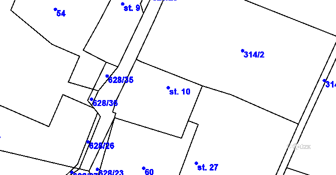 Parcela st. 10 v KÚ Kačerov, Katastrální mapa