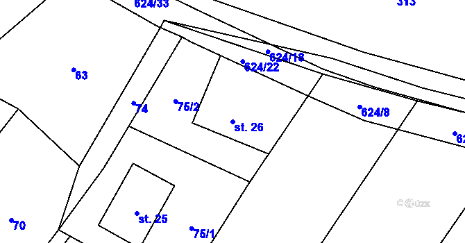 Parcela st. 26 v KÚ Kačerov, Katastrální mapa