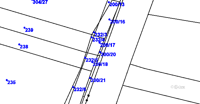 Parcela st. 200/20 v KÚ Kačerov, Katastrální mapa